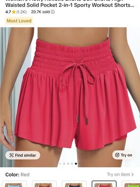 Women's High-Waist Athletic Shorts — Red